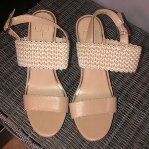 Tan wedge heels